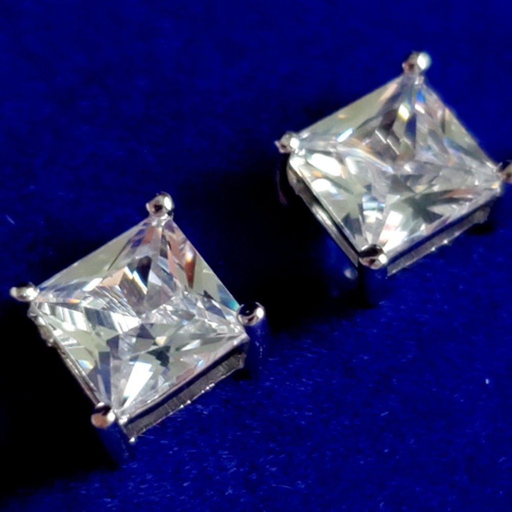 Swarovski Princess Cut Studs - Sterling